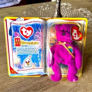 NEW McDonalds TY Millennium the Bear Beanie Baby RARE Retired Jan 1, 1999 DOB